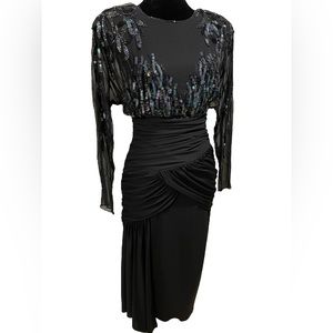 Casadei Black Sequin Midi Dress